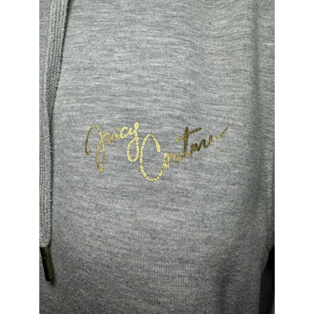 Juicy Couture Women’s Large Zip Up Hoodie Sweatshirt Sparkly Striped Sleeves - Picture 4 of 8